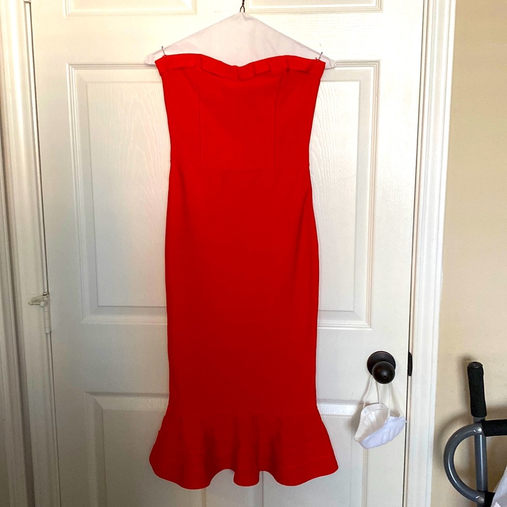 Red Cocktail Dress, Size S/M, strapless, sweetheart neckline, handmade